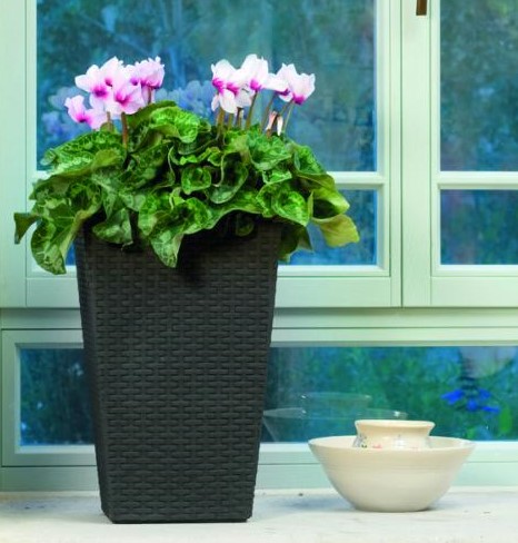 Rattan Planter L m�anyag kerti vir�gl�da antracit sz�rke 144,8 L